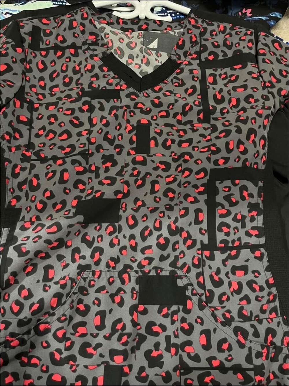 White Cross Black V-Neck Medical Scrub Top